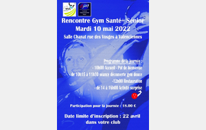 Mardi 10 mai : Rencontre Gym Santé+ Senior